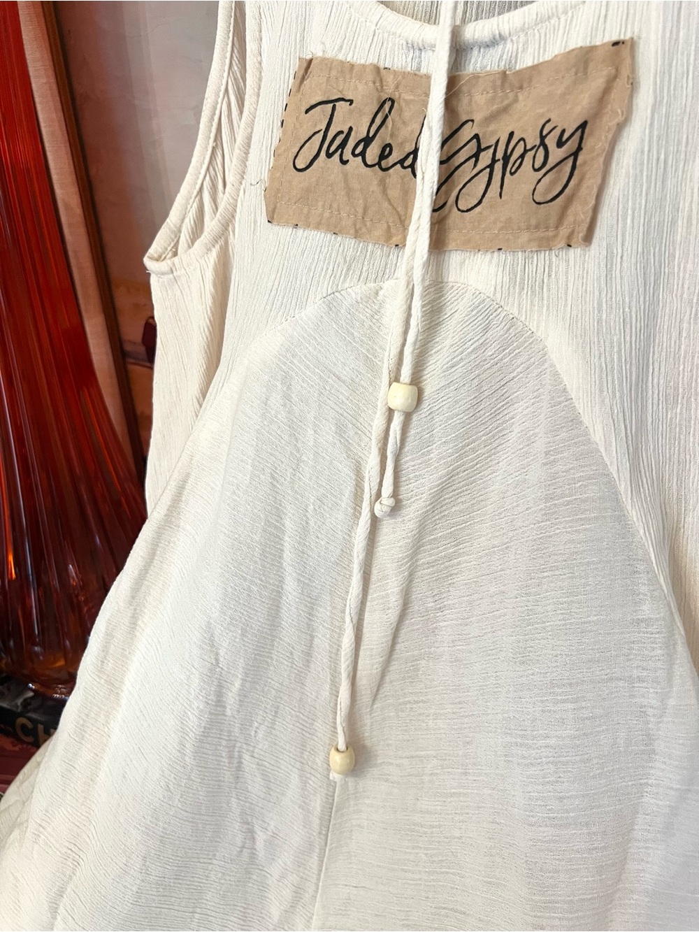New! Jaded Gypsy “Charlie” 100% Cotton Gauze Oversized Tunic Light Ivory - Picture 7 of 8
